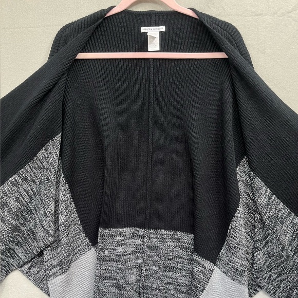 Rebecca Minkoff Gray Black Colorblock Acrylic Open Front Cardigan Size OS - Picture 5 of 9